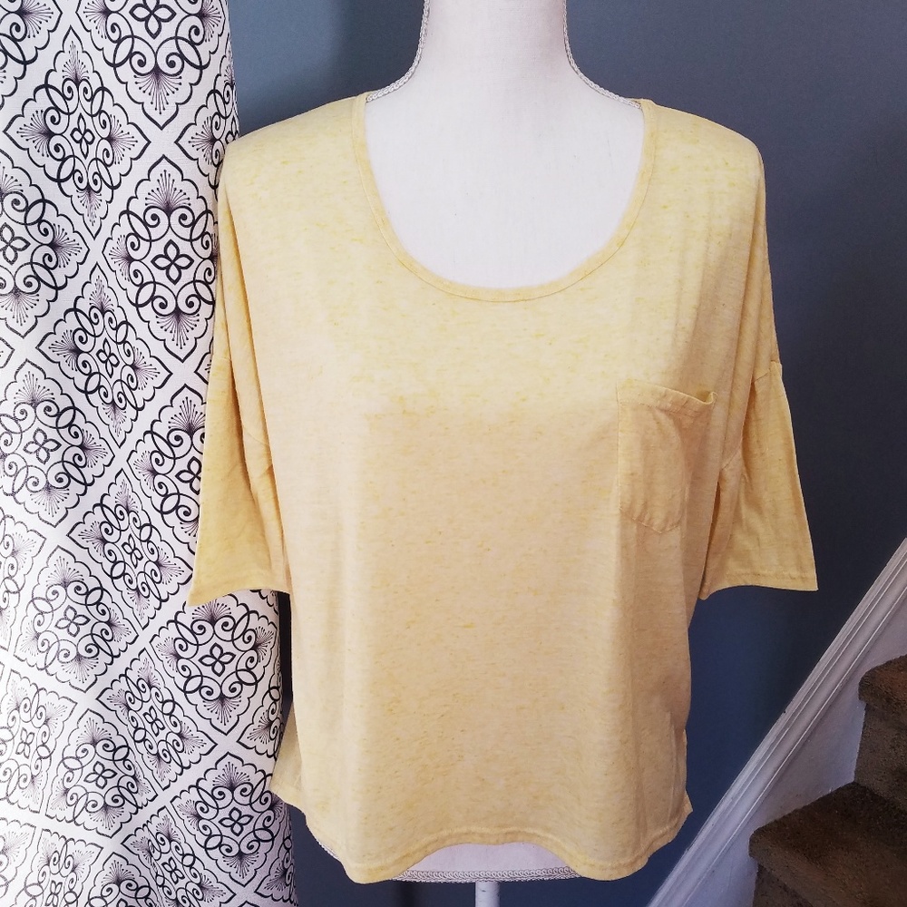 Kensie Yellow High-Low Shirt with Chest Pocket